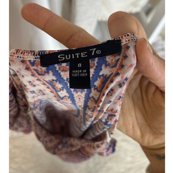 Suite 7 Women's Size 8 Navy & Orange Paisley Print Sheath Dress #0500 - Picture 6 of 10